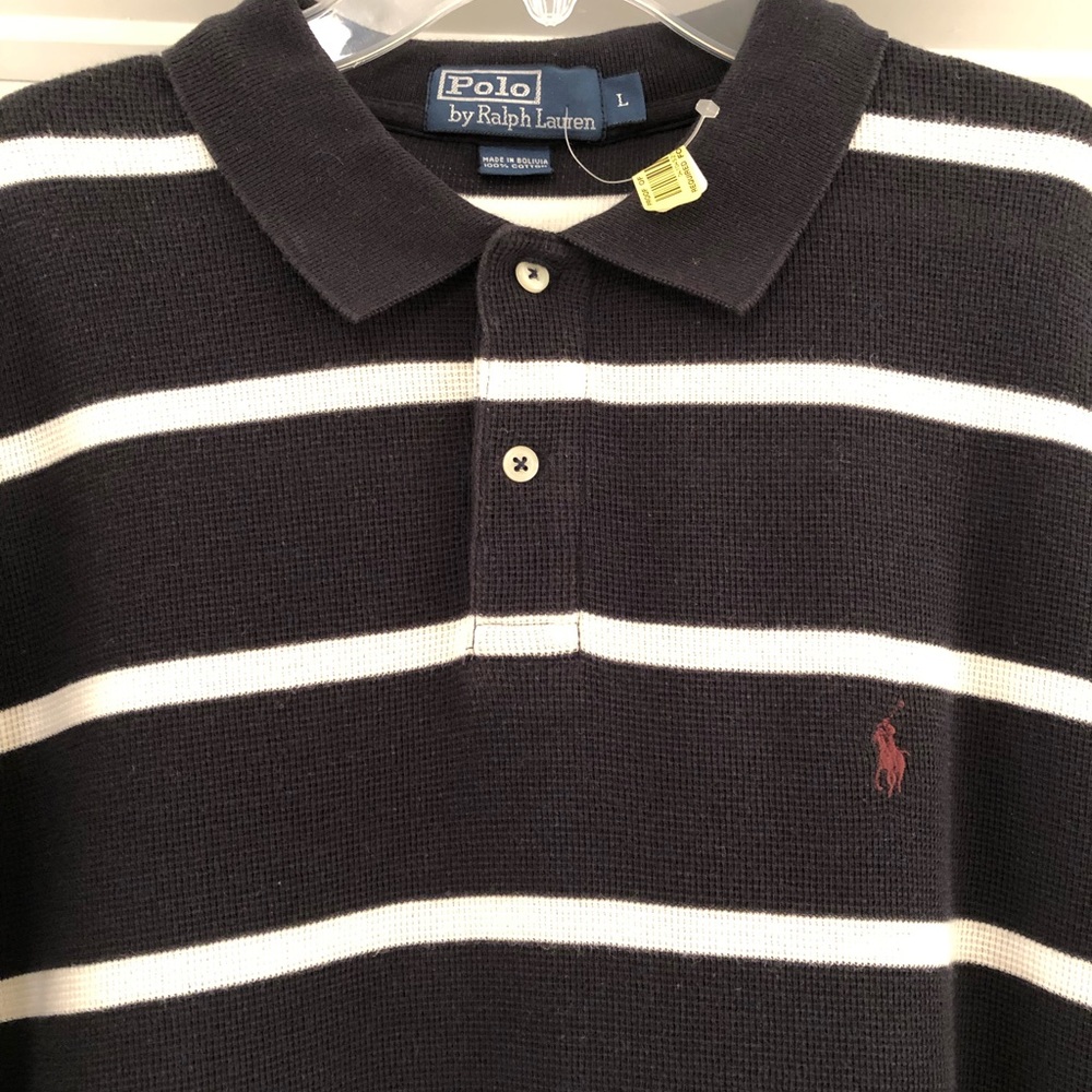 NWT Polo by Ralph Lauren Navy & White Polo Shirt Size L New